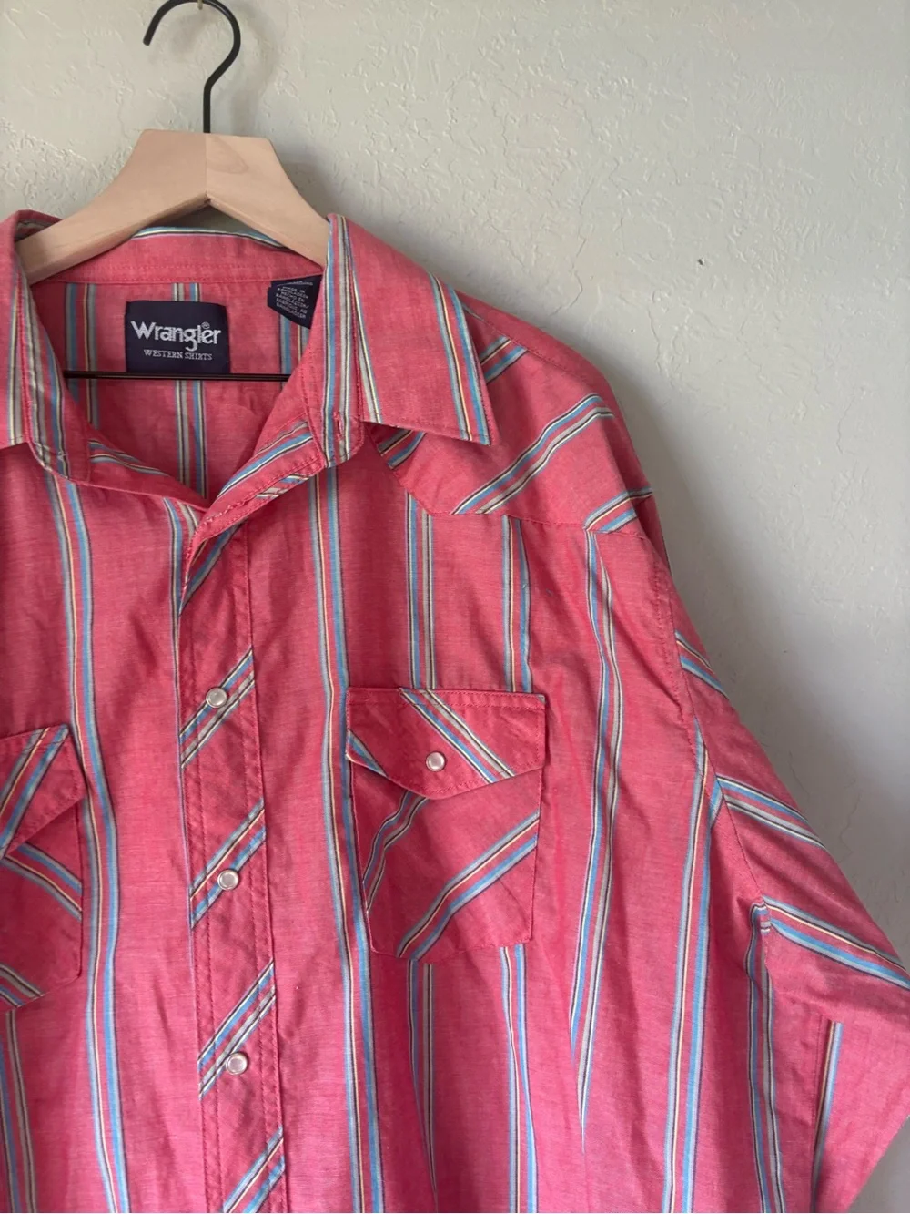 Wrangler Red Striped Casual Button Down Shirt